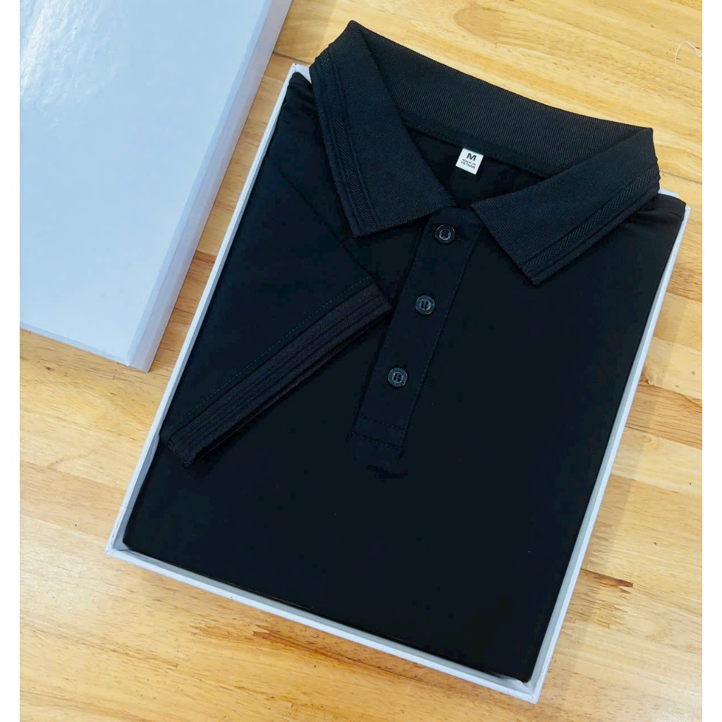 คุณภาพสูง เสื้อยืดคอเต่าแบรนด์ Go Vap Uniform สําหรับผู้ชายและผู้หญิง ผ้าคอตตอน 100% สีดําล้วน