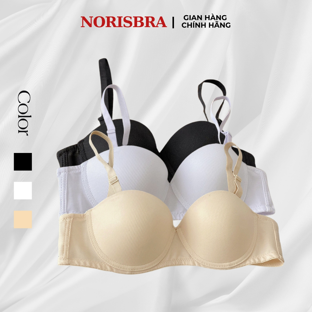 Combo of 3 Cool Cotton Underwire Bras - ชุด 3 ชิ้นโฟมบาง Bras เพื่อเสริมหน้าอกที่สะดวกสบาย NORISBRA 