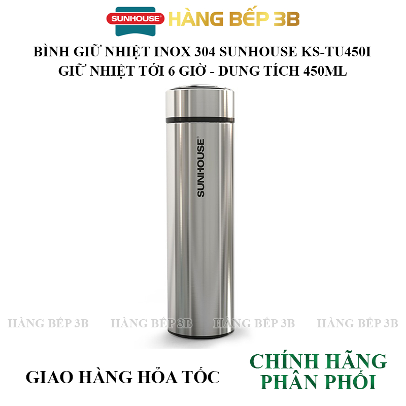 Sunhouse 304 กระติกน้ําร้อนสแตนเลส 450ml KS-TU450I / 900ml KS-TU900I - สินค้าใหม่และของแท้ 100%