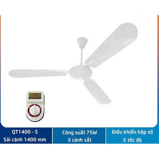Quạt trần Vinawind QT-1400N/S 3 cánh nhôm, sắt, dùng hộp số