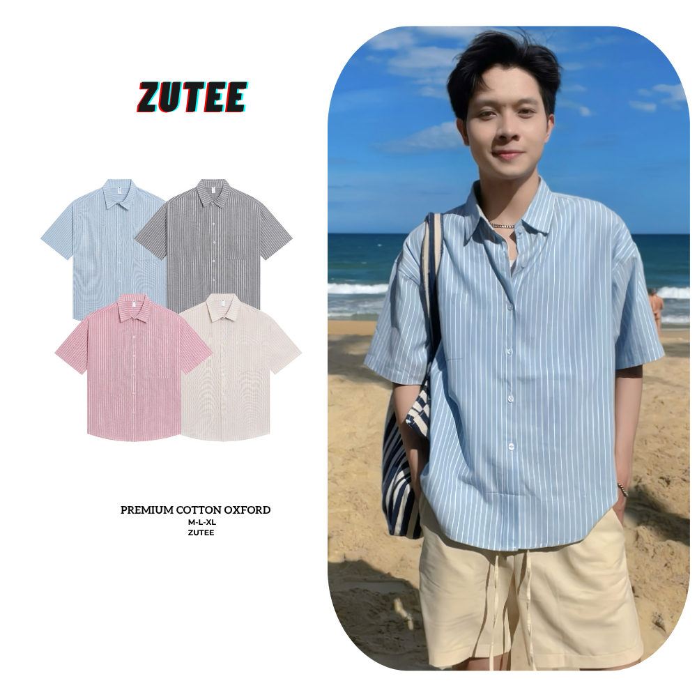 ZOTEE เสื้อเชิ้ต Oxford สําหรับทุกเพศ ZT05 เสื้อเชิ้ตลายสก๊อตแขนสั้น
