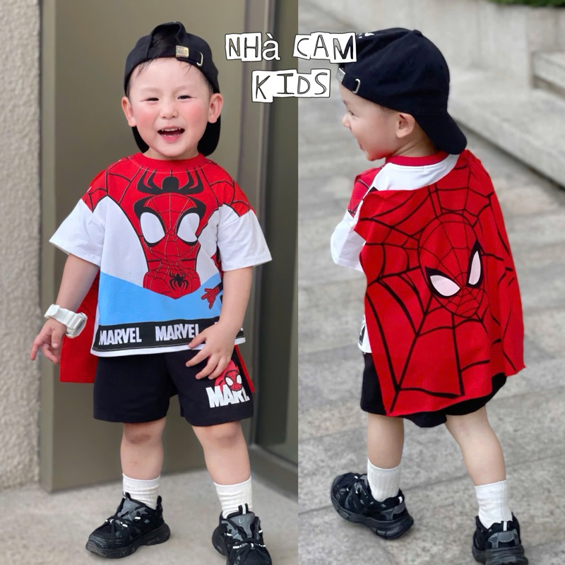 ชุดต้นขาเด็ก ชุดสไปเดอร์แมนซูเปอร์แมนพร้อมเสื้อคลุมแมงมุมสําหรับเด็ก - บ้านสีส้ม