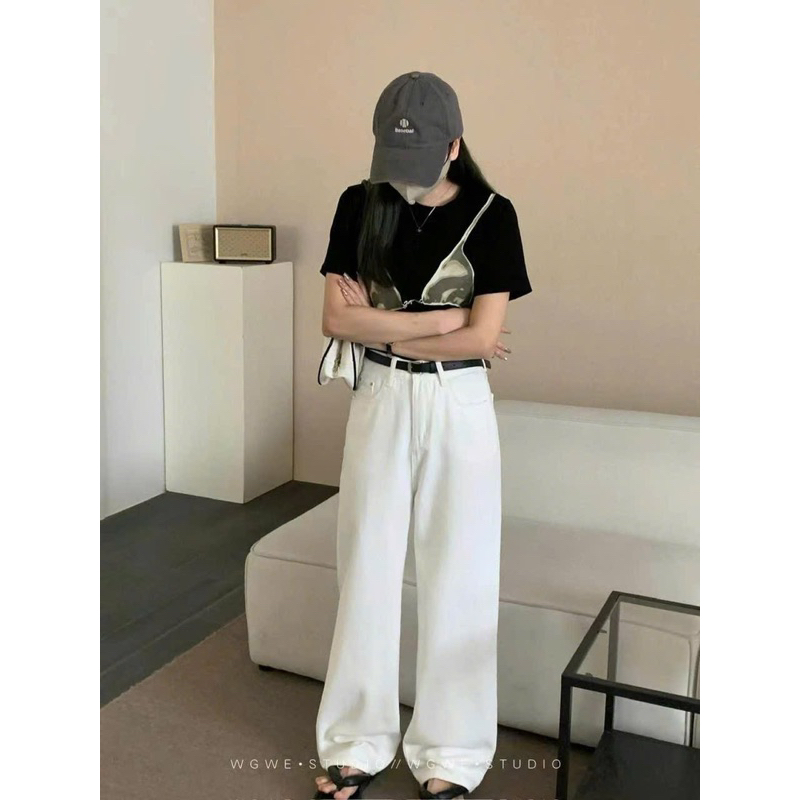 กางเกงยีนส์สีขาว มาตรฐาน Wg.we