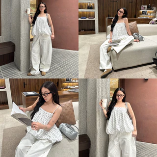 FINNIE DEROSE PANTS - กางเกง HaRem ขากว้าง Derose สีกากีเอวเรียบและชายเสื้อ