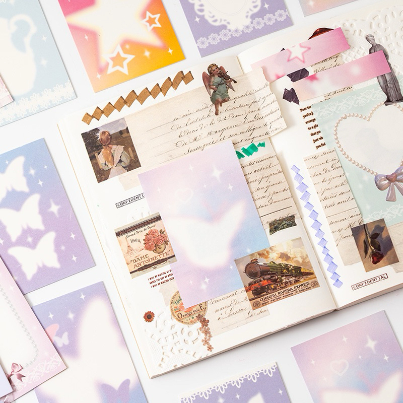 [1 แพ็ค 50 แผ่น] กระดาษโน้ต GLUE-FREE, BOW PATTERN CUTE PATTERN NOTE PAPER