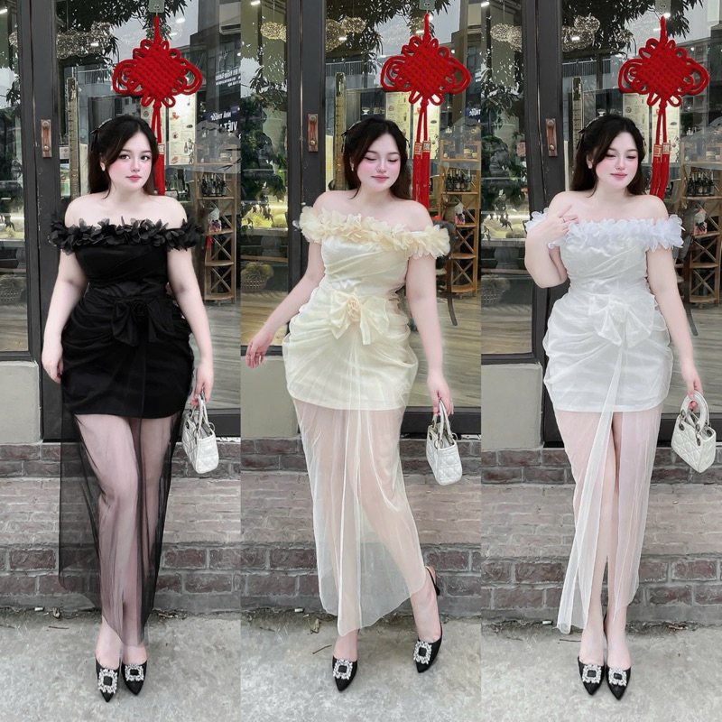 ชุดเดรสพวงหรีดแขน 55-90กก. QUNH NHU BIGSIZE