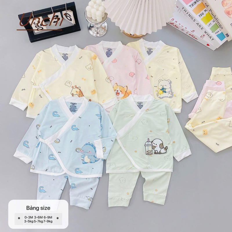 Unchi petit ชุดนอนแขนยาวทารกแรกเกิดสําหรับเด็กชายและเด็กหญิง UCD04