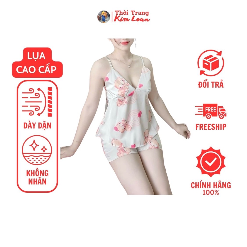 [VIP42,VIP43,VIP44] - ชุดนอนสตรีสองชิ้นลายหลากสี, ผ้าไหมละตินคุณภาพสูง