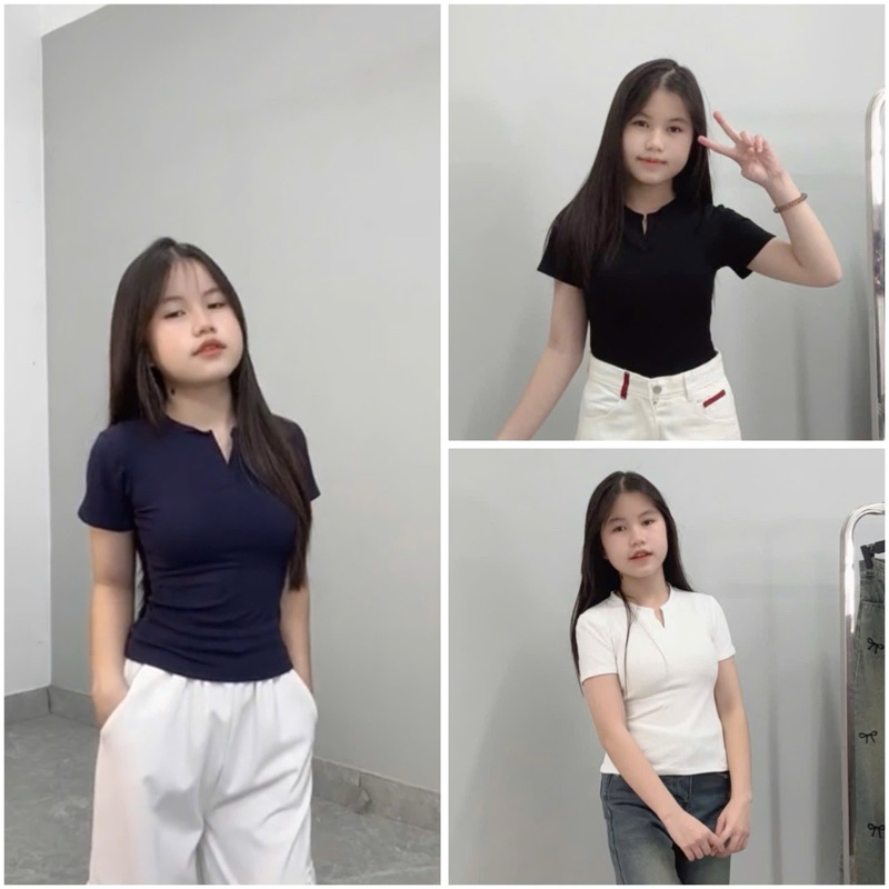 BABYTEE SHIRT WITH STYLISH NECK ผลิตจากวัสดุยืด (2 สี)