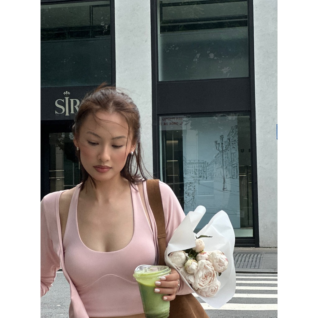 พิลาทิส โยคะยิม THE BLOOMBLADE Belle Tank with Petal Pink โฟม