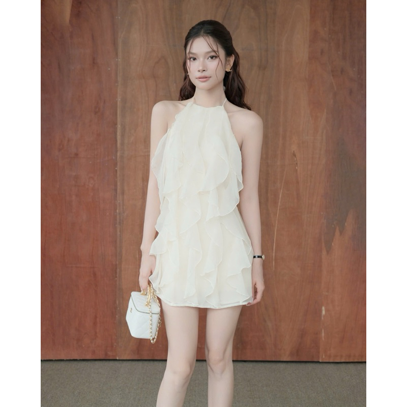 RUBIES Cocktail Dress - เดรสสั้นผู้หญิงในผ้าชีฟองผ้าไหม, เอวบาง, เสื้อสายเดี่ยวคอใต้วงแขน
