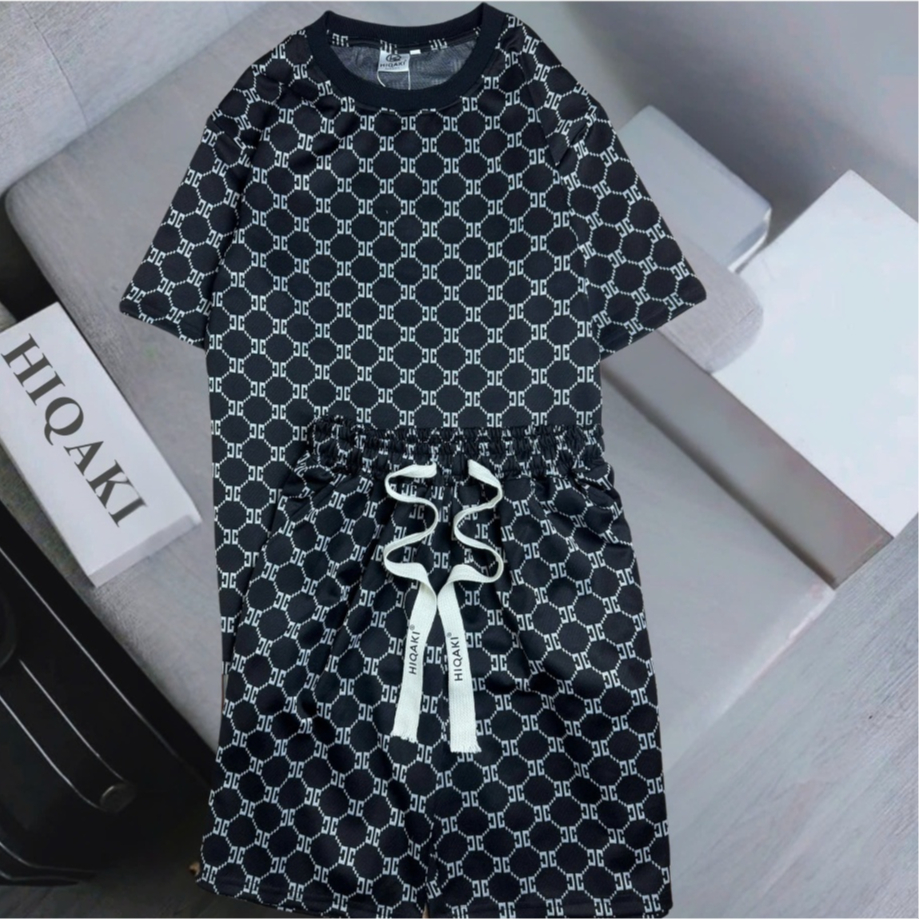 HIQAKI ชุดเสื้อผ้าผู้ชายและผู้หญิงกีฬานูน C-Pattern ผ้าฝ้ายเชื่อมคุณภาพสูง Cool ไม่มีซับใน ไม่มีรัฟเ