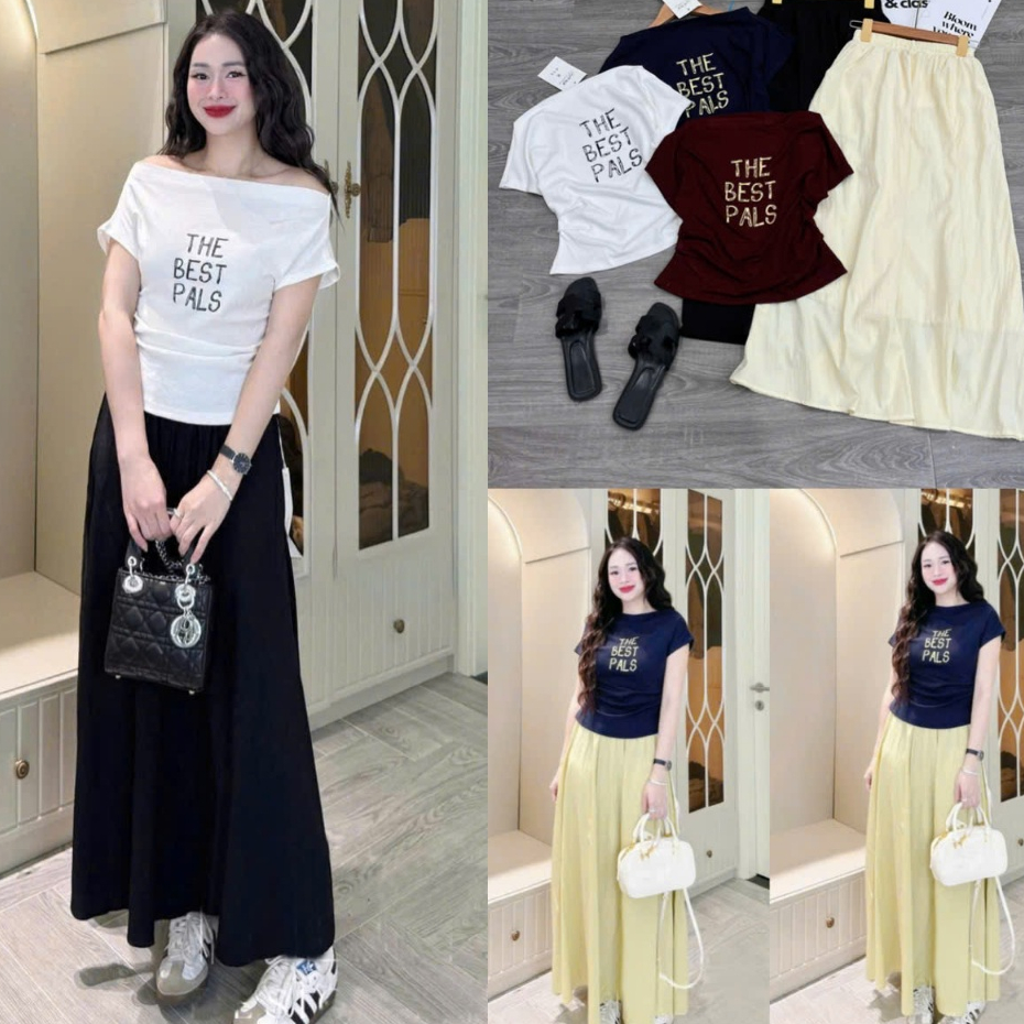 BEST PALLS Ruffled CV ชุดเสื้อผ้ายืดคอตตอน + กระโปรงบาน 2 ชั้น ทุกขนาด SMLXL 40kg - 70kg