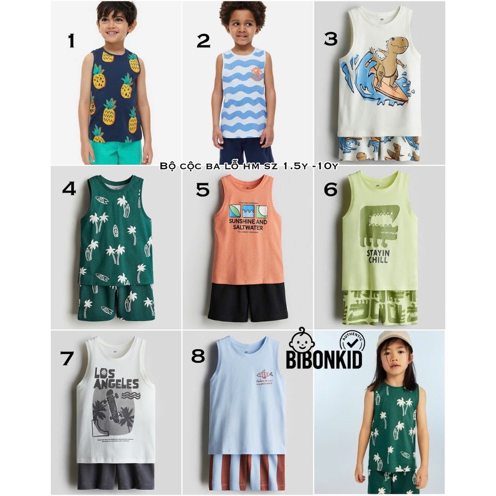 [Bibonkid] ชุดเสื้อกล้ามผ้าฝ้ายสําหรับเด็ก HM US ตั้งแต่ 1.5-2y ถึง 9-10y