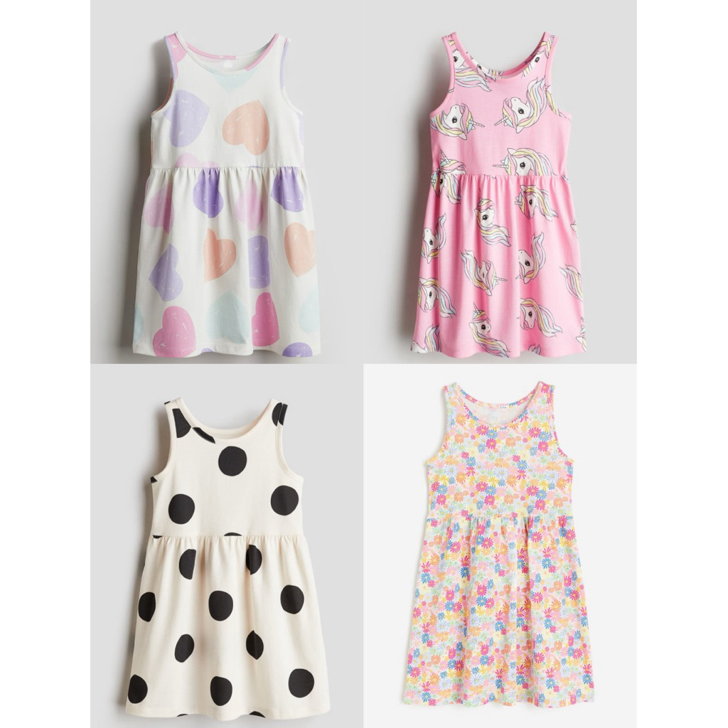 ชุดเดรสเสื้อกล้ามผ้าฝ้ายเด็กไซส์ 2/4y 4/6y 6/8y 8/10y