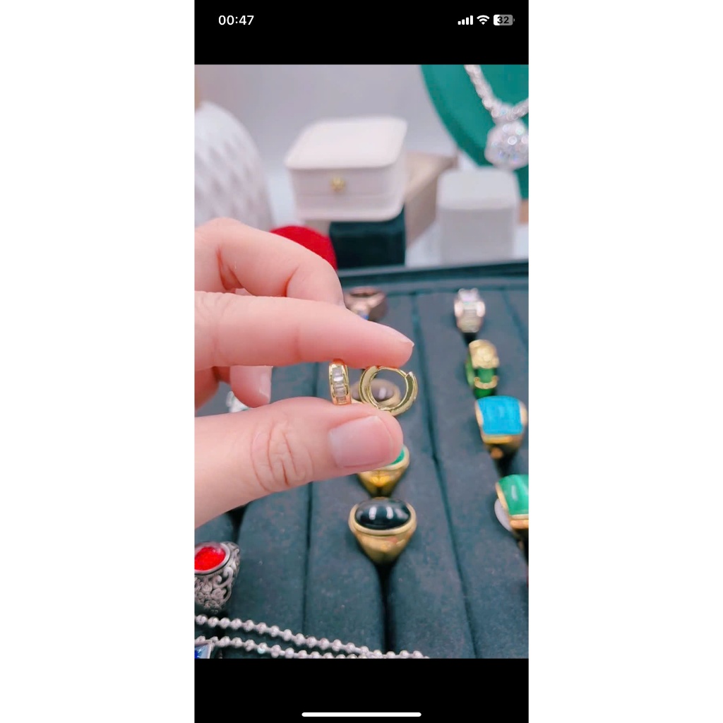 ต่างหูเพชรทรงกลมผู้หญิงเครื่องประดับข้ามพรมแดนเครื่องประดับมินิมอล (บาท114)