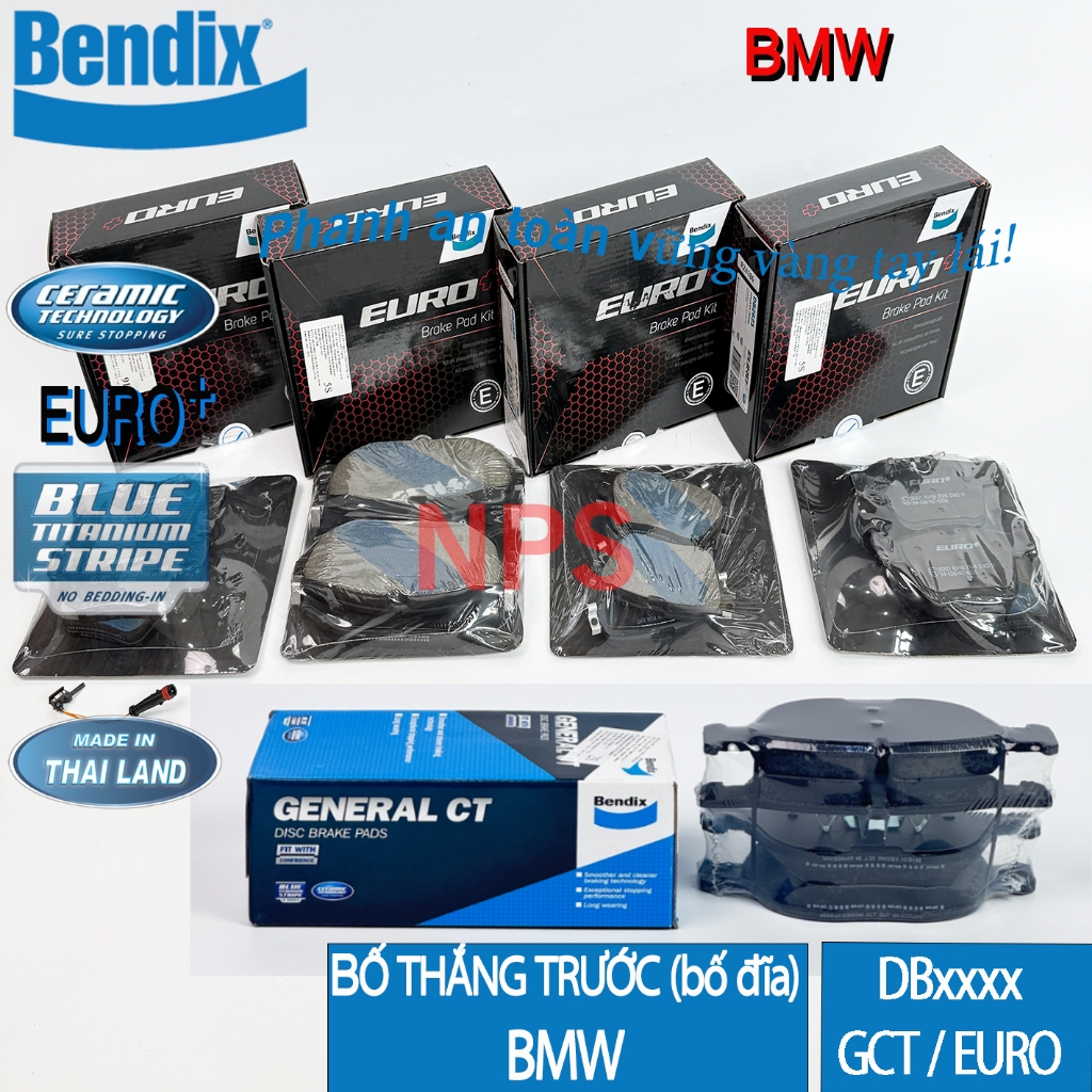 ผ้าเบรคหน้า (ผ้าดิส/ผ้าเบรค) BMW E60-E61, F10-F11-F18, 750i, BMW 3, 320i, 328i (Bendix)