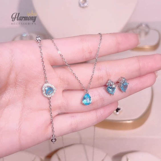 Blue Crystal VC150 K323 VT62 ชุดเครื่องประดับสร้อยคอ ต่างหู และสร้อยข้อมือ | อุปกรณ์เสริม ฮาร์โมนี