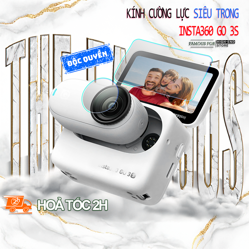 กระจกนิรภัย Insta360 GO 3 / GO 3S, ฟิล์มกันรอยหน้าจอ GO 3 / 3S, การป้องกันแคมแดช Insta GO 3/3S