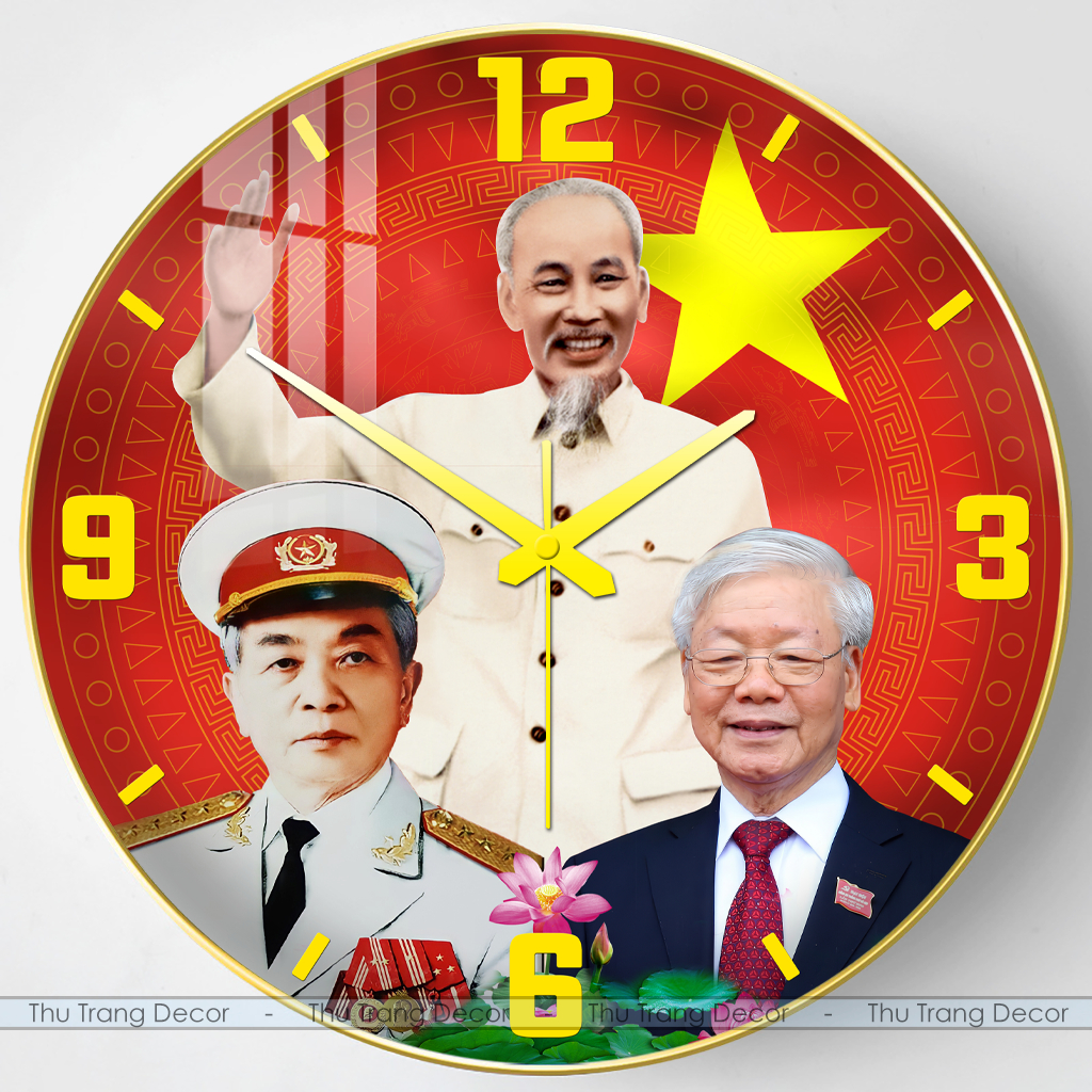 นาฬิกาทรงกลมกระจก "VIETNAMESE GREAT PERSONS" 5D UV พิมพ์คุณภาพสูงสไตล์โมเดิร์น