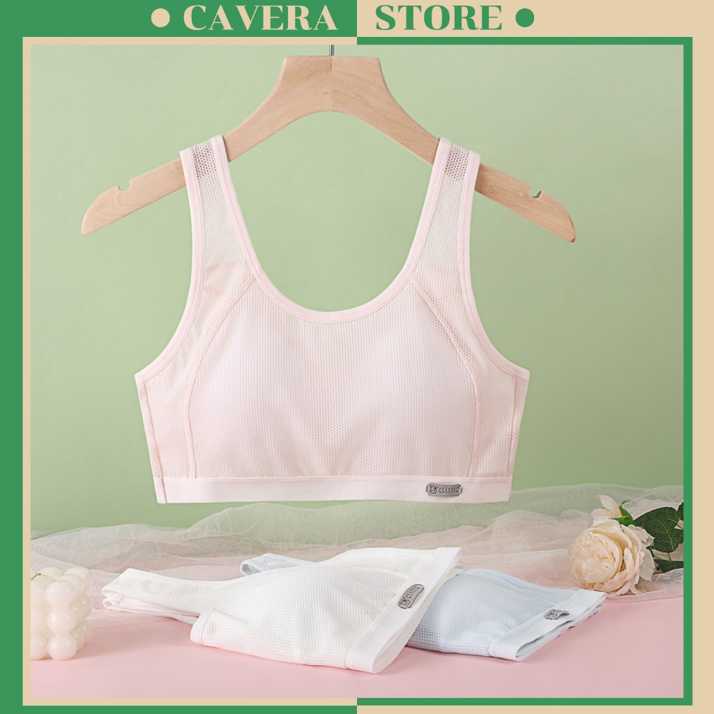 Combo of 3 Girls Cotton Vented Soft Foam Shirts, Active Breathable Student Bras CAVERA B.612