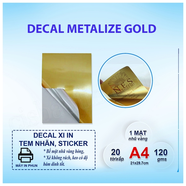 DECAL INKJET GOLD XI (GOLD) - A4 RABBIT - 20 แผ่น