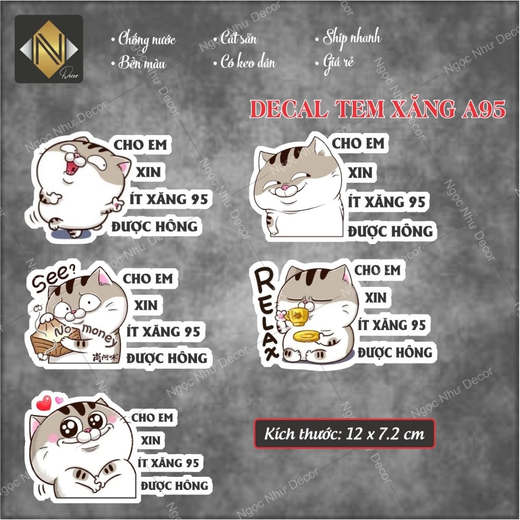 รูปลอกพลาสติกกันน้ํา GAS CAP STICKER 95 BIG BELLY AMI CAT รุ่นสําหรับฝาครอบแก๊สรถยนต์และรถยนต์