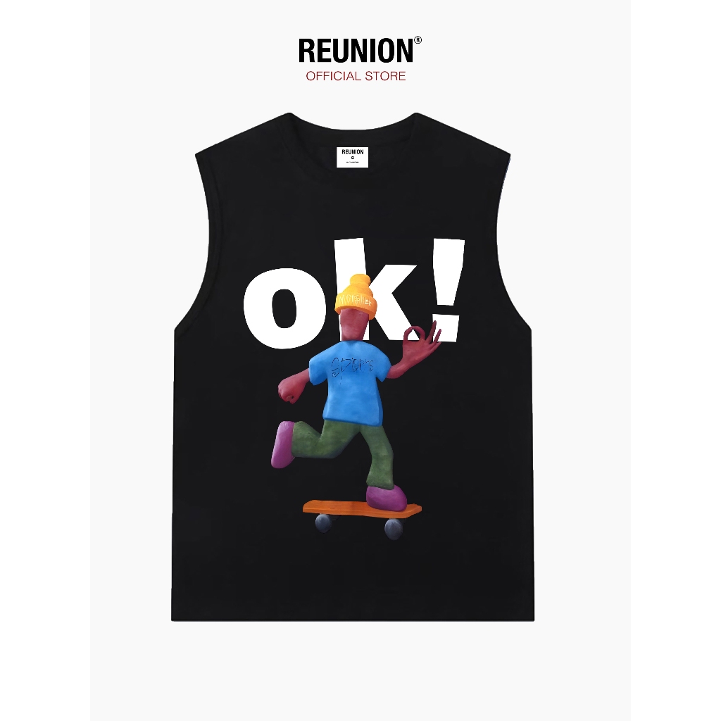 เสื้อกล้าม REUNION "OK" เสื้อกล้ามกีฬาพิมพ์ลาย TT51