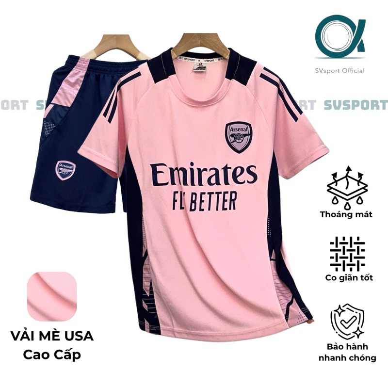 ASENAL PINK SESAME FABRIC USA ชุดฟุตบอลพร้อมโลโก้ EMBROIDERED คุณภาพสูง I Top Sport