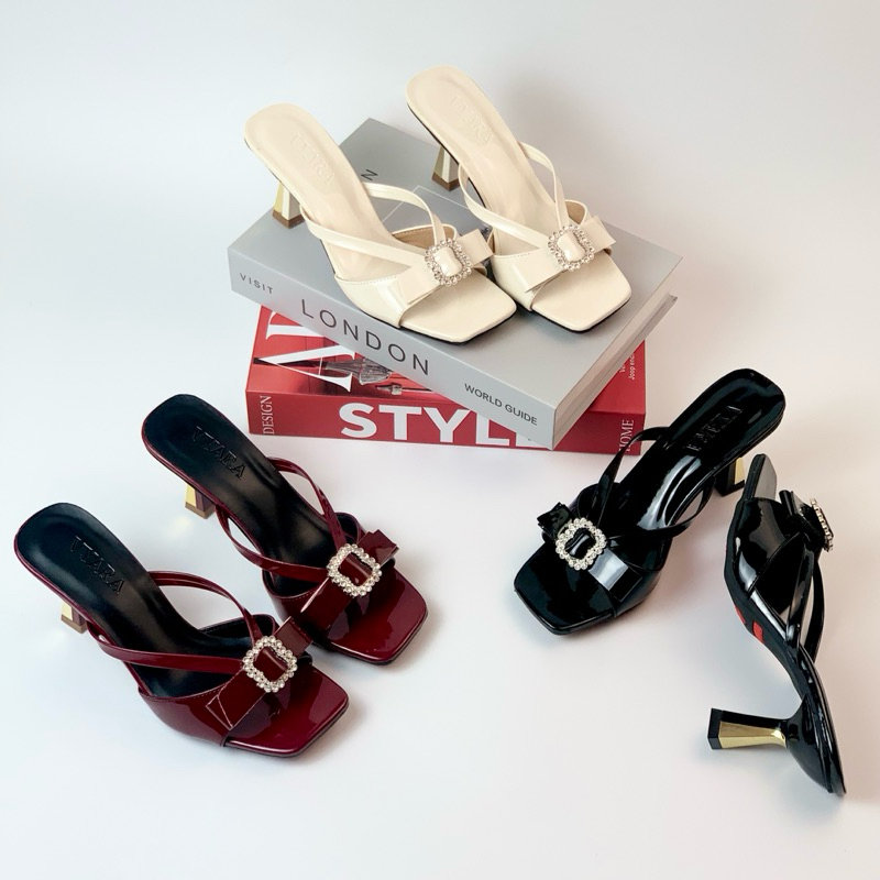 VYARA-รองเท้าแตะผูกโบว์หินหรูหรา[GHDN]