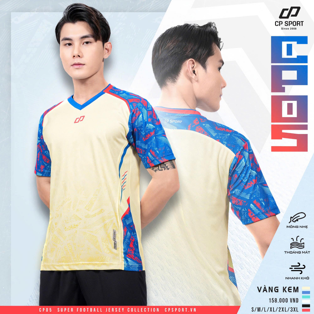 CP SPORT - CP05 CREAM สีเหลืองกีฬาชุดฟุตบอล, เย็น, วัสดุ Heat-Exhaust BDC-CP05-KEM
