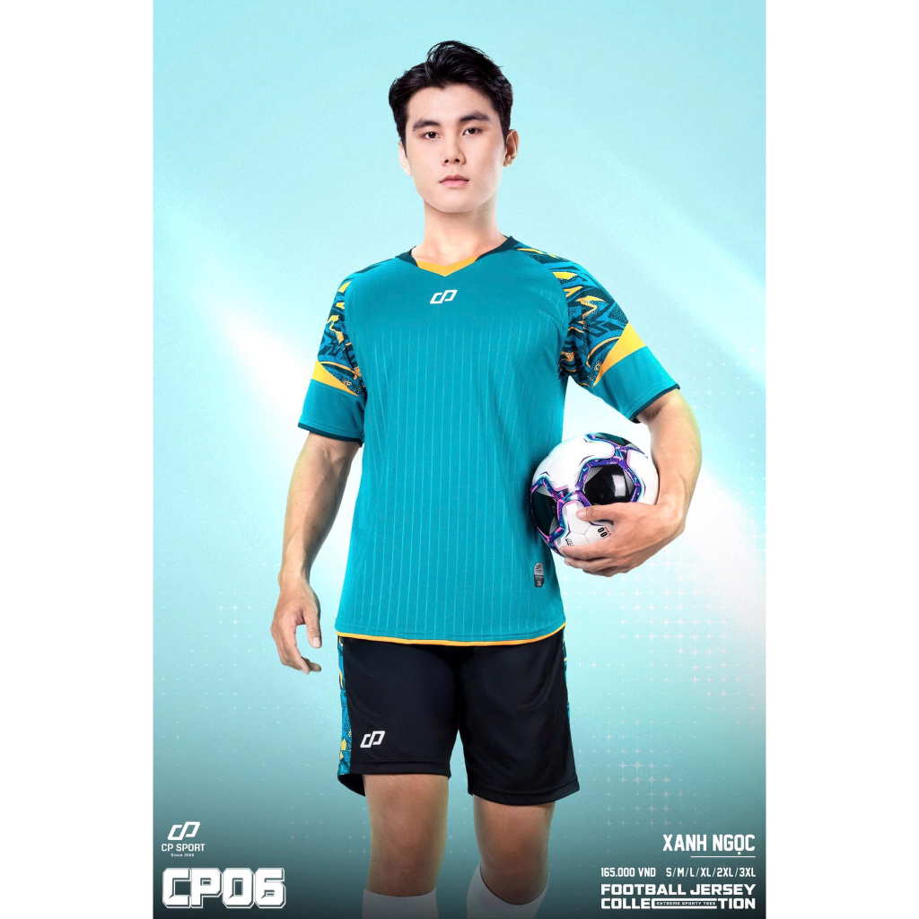 CP SPORT - ชุดฟุตบอลกีฬา Turquoise CP06 ผ้างายืด BDC-CP06-NGO
