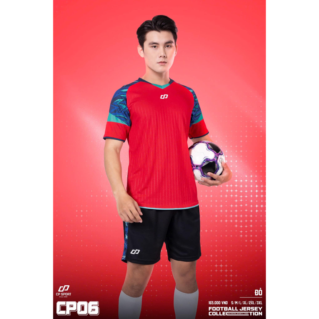 CP SPORT - ชุดฟุตบอลกีฬา RED CP06 ผ้างายืดเย็น BDC-CP06-DO