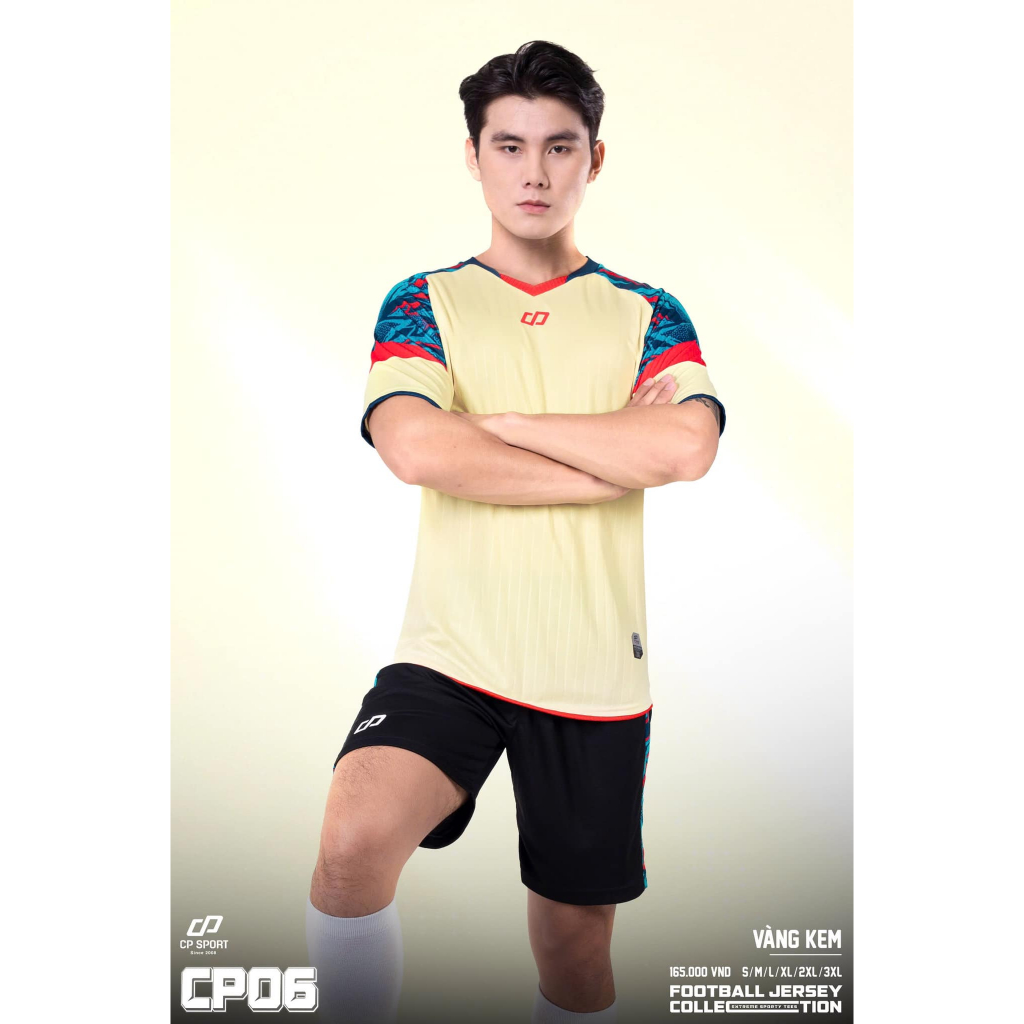 CP SPORT - CP06 CREAM สีเหลืองชุดกีฬาฟุตบอล, น้ํามันงายืด BDC-CP06-KEM