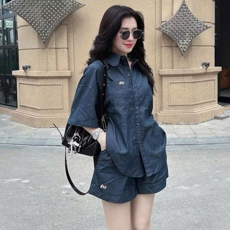 ชุดเซ็ทกางเกงยีนส์ขาสั้นแขนสั้น 0806 LS