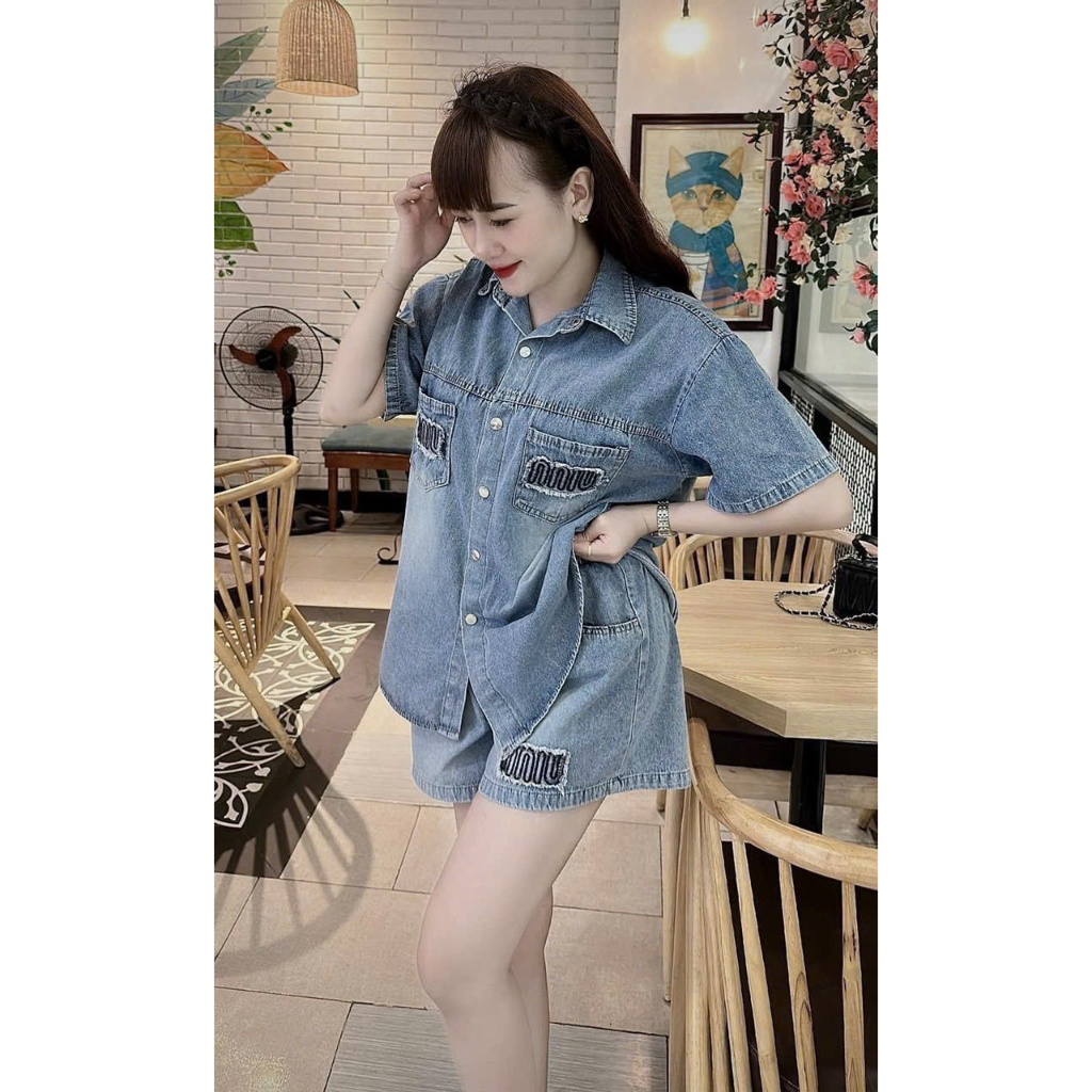 ชุดยีนแขนสั้นสุดน่ารัก พร้อมกางเกงขาสั้น 0806 LS ซิ่ว