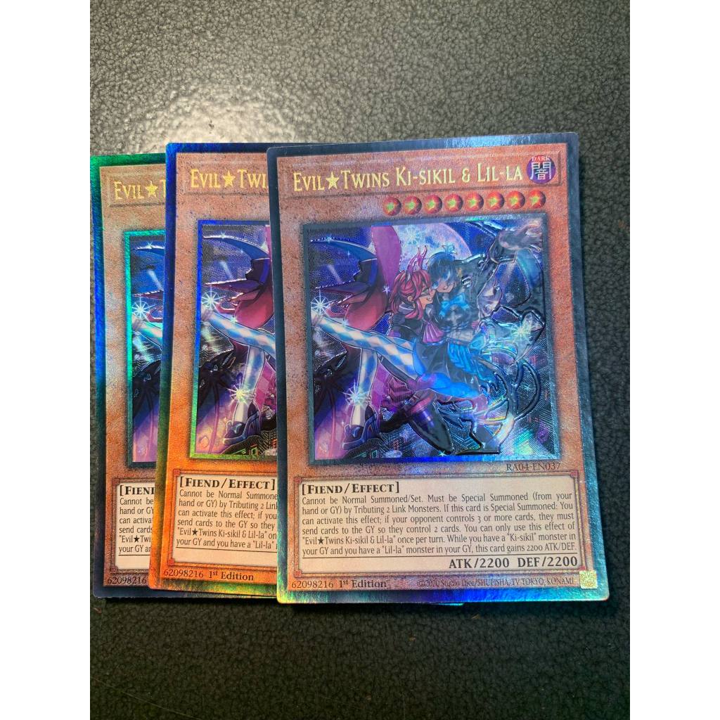 การ์ด Yugioh ของแท้ Evil*Twin Ki-sikil & Lil-la RA04-EN037 สุดยอด