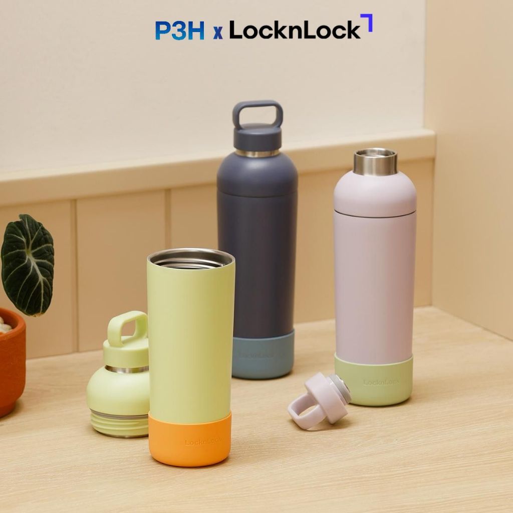 LocknLock Thermos Bottle 700ml Balance Fit LHC4400 สําหรับเครื่องดื่มเย็นพร้อมฝาปิดเปิดสามารถใช้เป็น
