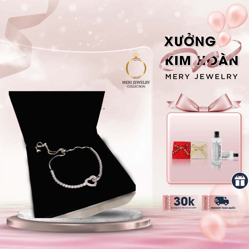 [BacTa] สร้อยข้อมือหัวใจนิรันดร์พร้อมเชือกเงินจากโรงงานโลหะ meri