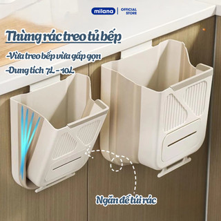 Thùng rác treo tủ bếp gấp gọn thông minh 10L có ngăn đựng túi rác tiện lợi, Thùng rác treo tường gấp gọn.