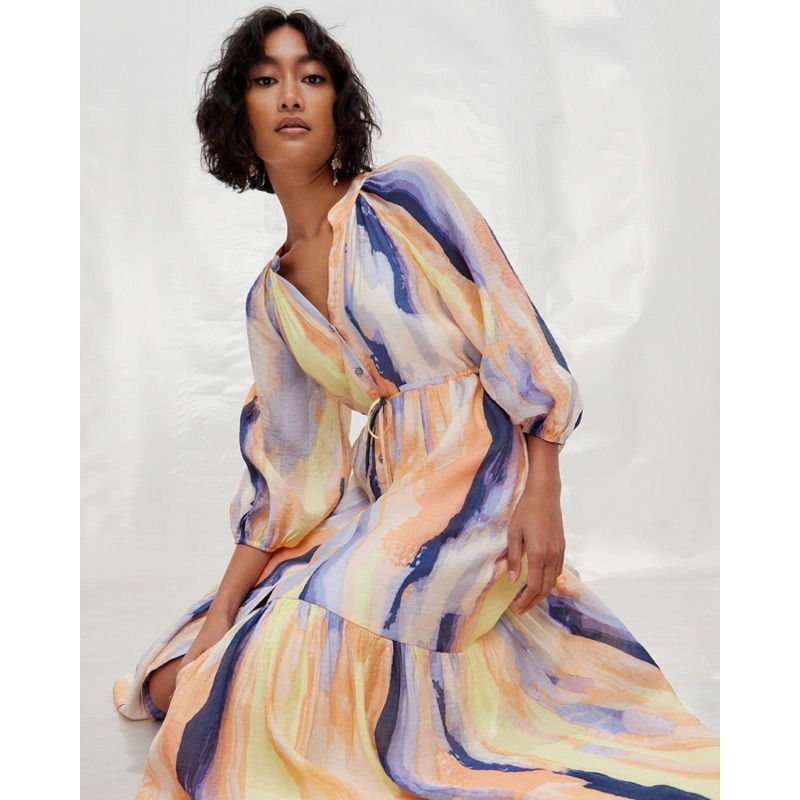 ชุดเดรส Oliver  Bonas เนื้อผ้าไหมสกปรก ไซส์ 8