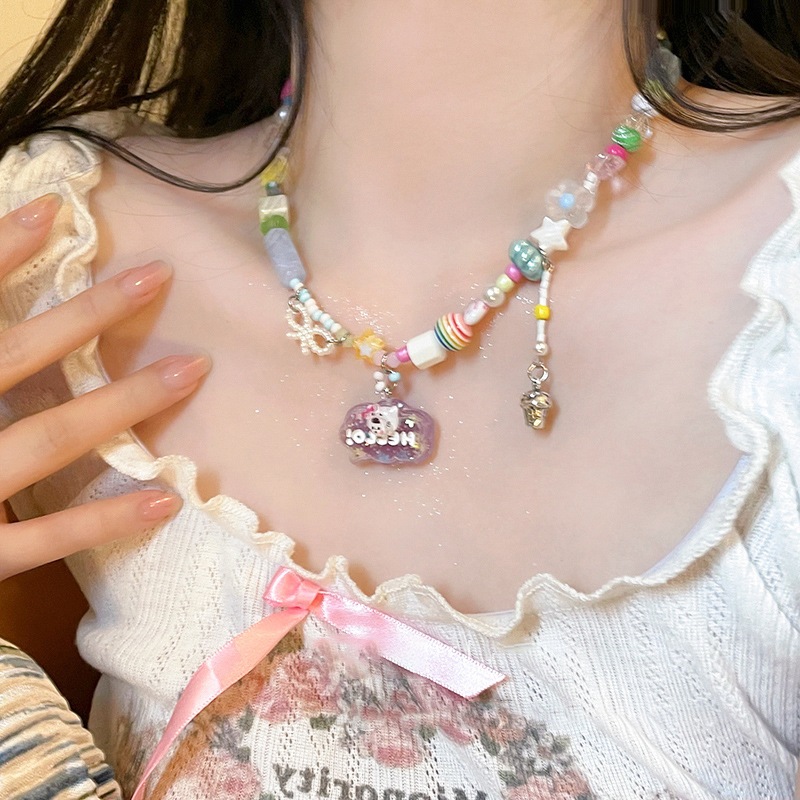 สร้อยคอแมวสวัสดีสีสันสดใส สไตล์ซัมเมอร์ โคลสโตร์ 1159