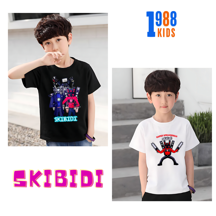 เสื้อยืดเด็กชาย Skibidi เสื้อยืด Titan TV man, Titan Speakerman V3,Titan Cameraman ขนาด15-40กิโลกรัม