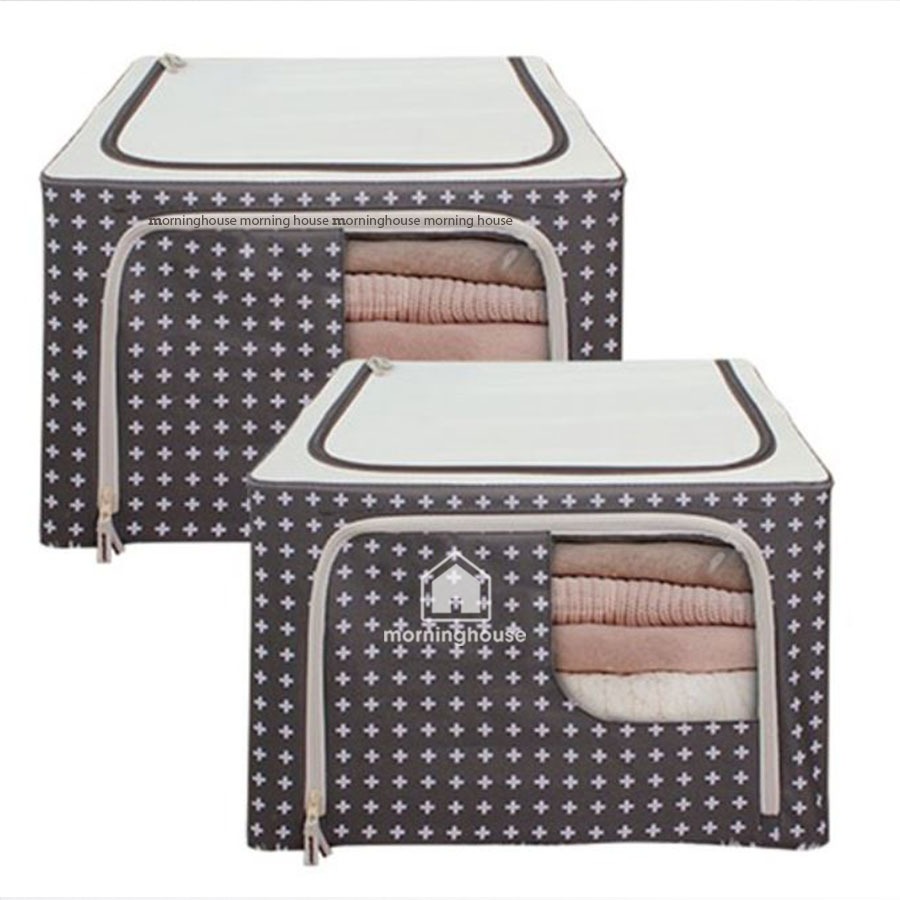 BIG SIZE - กระเป๋าใส่เสื้อผ้าโครงเหล็ก 88L: 60x40x35 (ซม.) Morning House - พับสะดวก ทนทาน และเก็บรัก