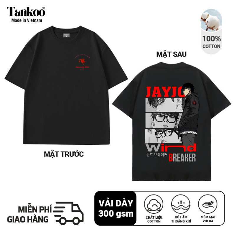 เสื้อยืดผ้าฝ้ายพิมพ์ลาย TANKOO สําหรับผู้ชายและผู้หญิงพิมพ์ลาย Wind Breaker Jayjo สําหรับ Jahyeon Jo