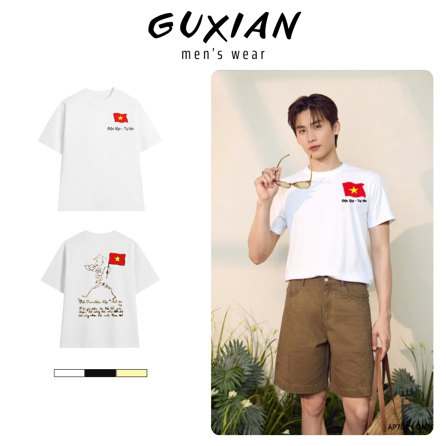 Unxisex Guxian เสื้อยืดผ้าฝ้ายสําหรับผู้ชายและผู้หญิงพิมพ์ลายเป่าทรัมเป็ตอิสระสําหรับวันหยุด AP09