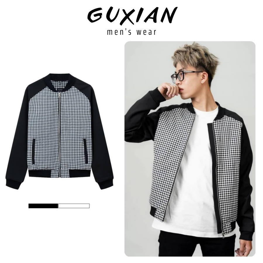เสื้อแจ็คเก็ตคอปกบอมเบอร์ผู้ชายมีซับในผ้าฝ้าย Menswear แขนยาว GUXIAN OAK002