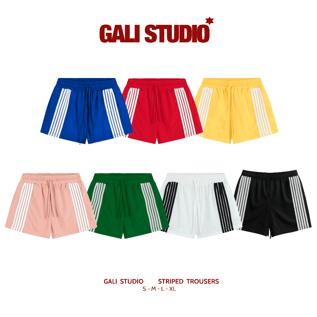 กางเกงขาสั้นผู้ชายและผู้หญิง Gali Stu Dynamic 5-Stripes กางเกงขาสั้นบุชชิ่งยาวบุคลิกภาพ