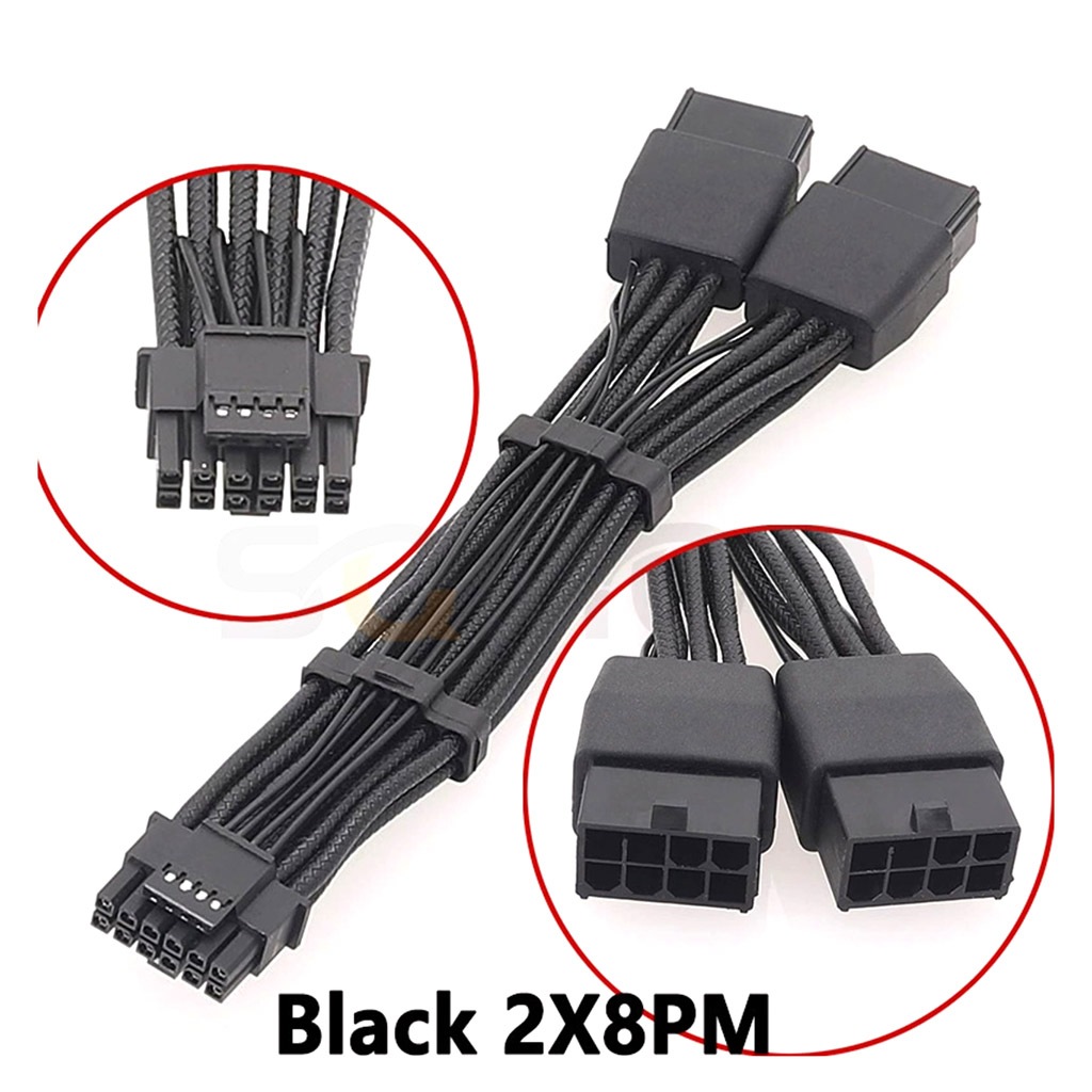 สายไฟ 2 แฉก 8เข็มหมุด ถึง 16เข็มหมุด 12+4เข็มหมุด สําหรับ Nvidia RTX 5090 5080 5070 4090 4080 3090