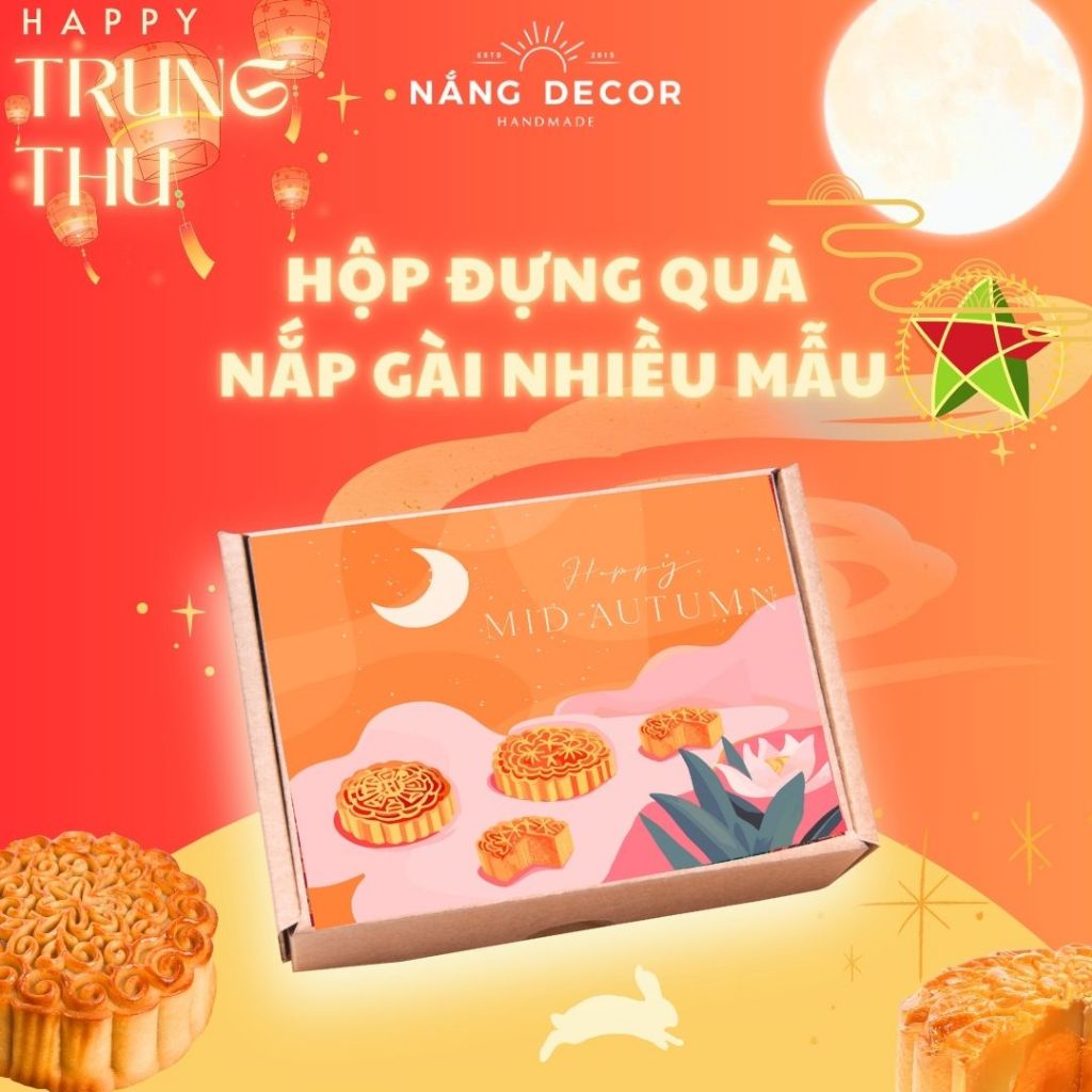 [Ho Chi Minh City Express]กล่องของขวัญคราฟท์วินเทจพร้อมฝาปิดสแน็ปสําหรับการตกแต่งเทศกาลไหว้พระจันทร์